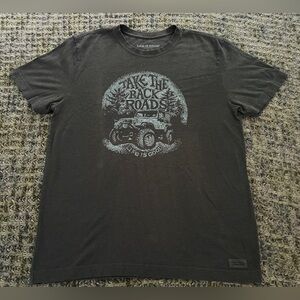 Life Is Good Shirt, Mens Med, “Take The Back Roads” Jeep Graphic Outdoors Tee
